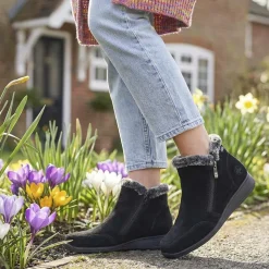 Rieker Soft Lined Zipped Ankle Boots - Black