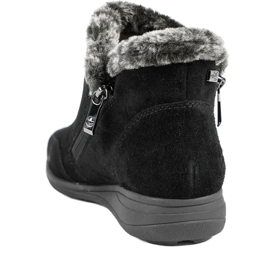 Rieker Soft Lined Zipped Ankle Boots - Black