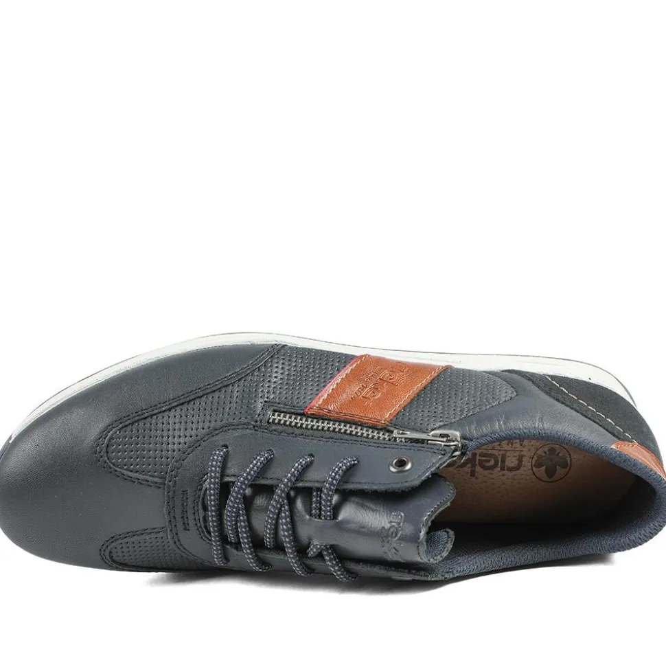 Rieker Titus Leather Zip Fastening Trainers - Navy