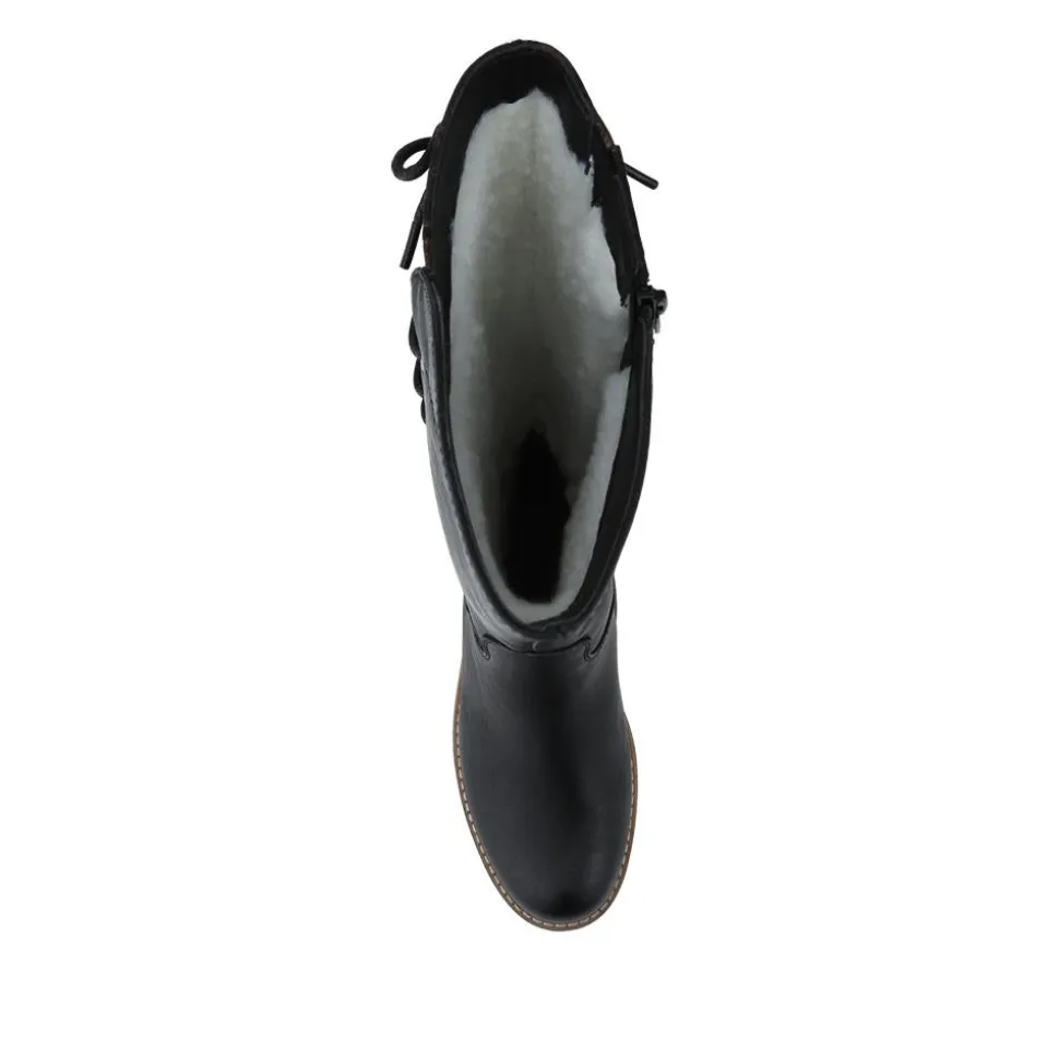 Rieker Water Resistant Zip Up Long Boots - Black