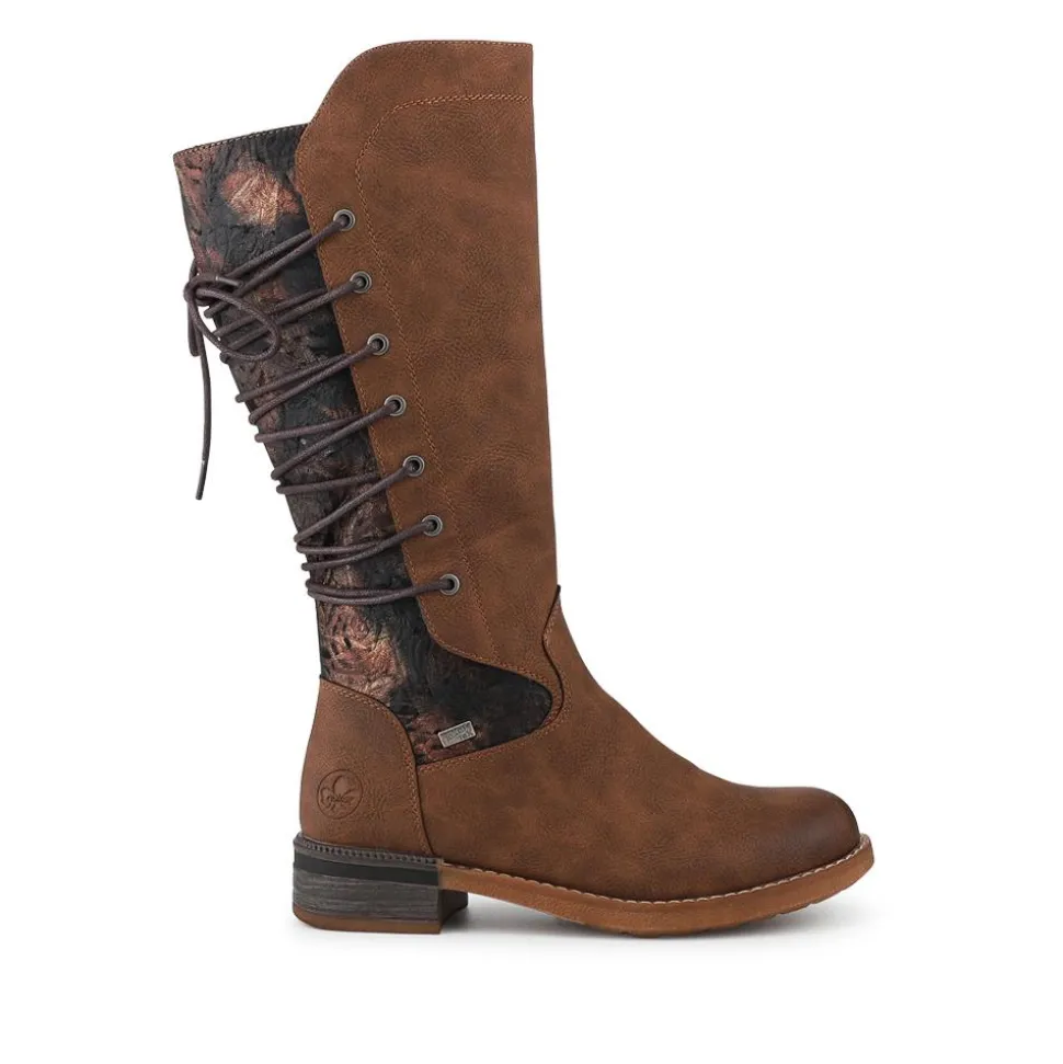 Rieker Water Resistant Zip Up Long Boots - Brown