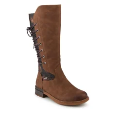 Rieker Water Resistant Zip Up Long Boots - Brown