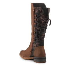 Rieker Water Resistant Zip Up Long Boots - Brown
