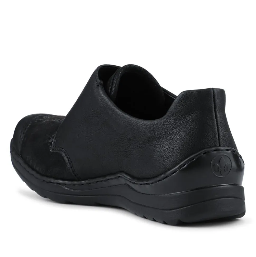 Rieker Wide Fit Cushioned Touch-Fasten Shoes - Black