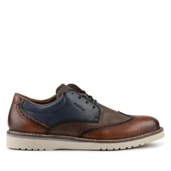 Rieker Wide Fit Leather Lace-Up Shoes - Tan Multi