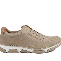 Rieker Wide Fit Leather Lace Up Trainers - Taupe