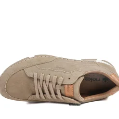 Rieker Wide Fit Leather Lace Up Trainers - Taupe