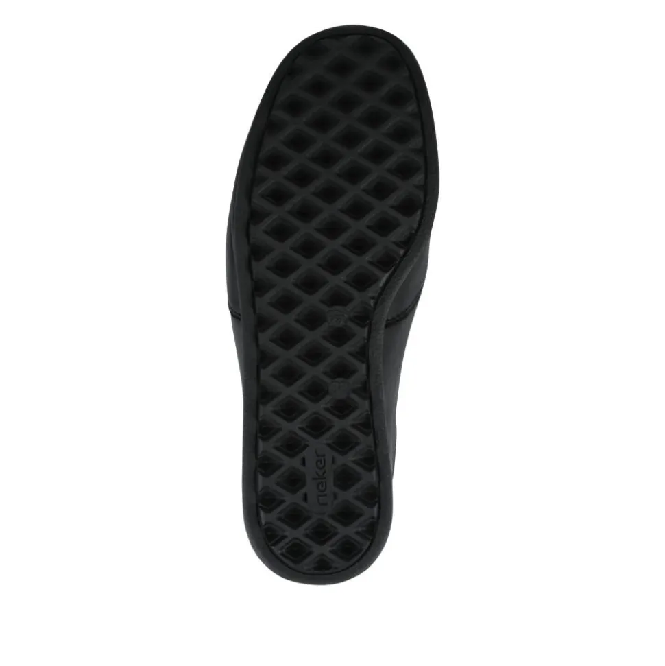 Rieker Wide Fit Leather Slip On Shoes - Black