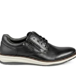 Rieker Wide Fit Leather Zip & Lace Shoes - Black