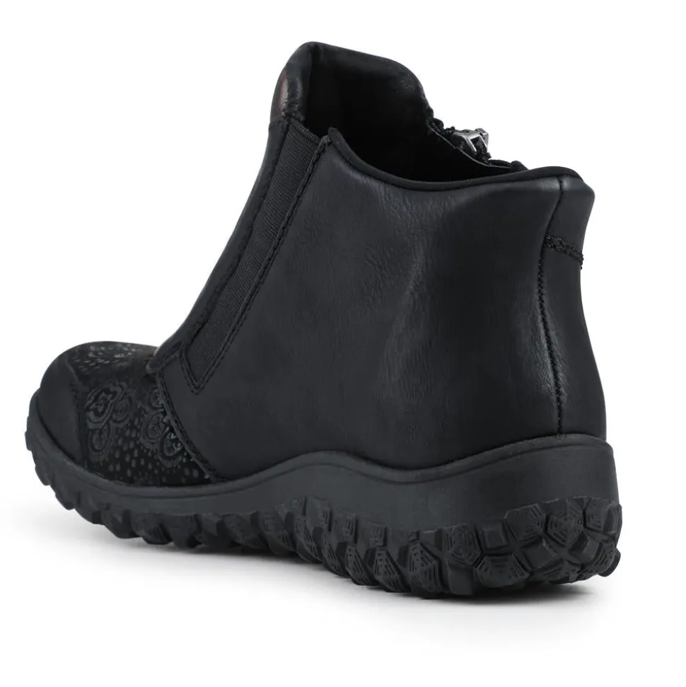 Rieker Wide Fit Leather Zipped Boots - Black