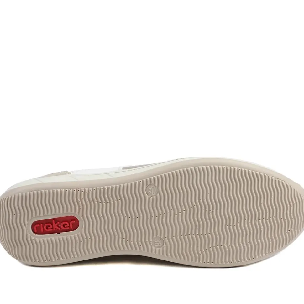 Rieker Wide Fit Multi Tone Trainers - Beige-White
