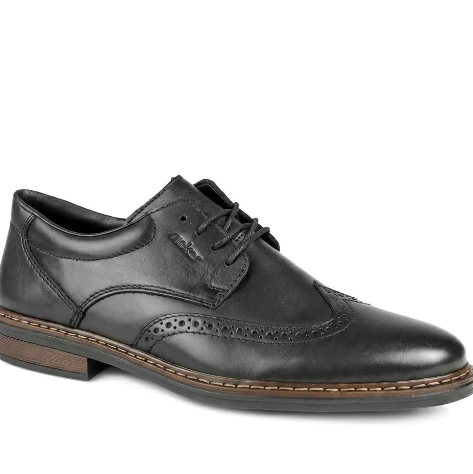 Rieker Wide Fit Smart Brogue Lace Up Shoes - Black
