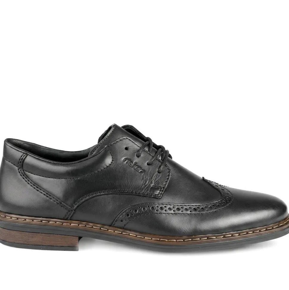 Rieker Wide Fit Smart Brogue Lace Up Shoes - Black