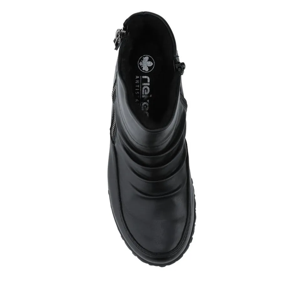 Rieker Wide Fit Zip Up Ankle Boots - Black