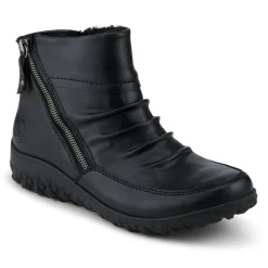 Rieker Wide Fit Zip Up Ankle Boots - Black