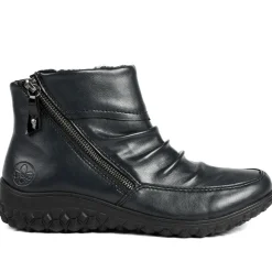 Rieker Wide Fit Zip Up Ankle Boots - Navy