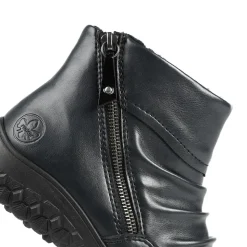 Rieker Wide Fit Zip Up Ankle Boots - Navy