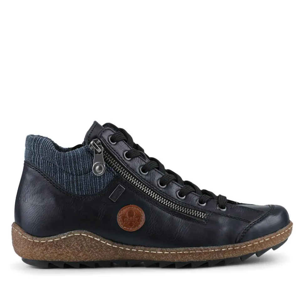 Rieker Zip & Lace High-Top Trainers - Navy