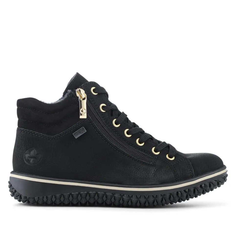 Rieker Zip & Lace Hi Top Trainers - Black