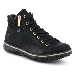 Rieker Zip & Lace Hi Top Trainers - Black