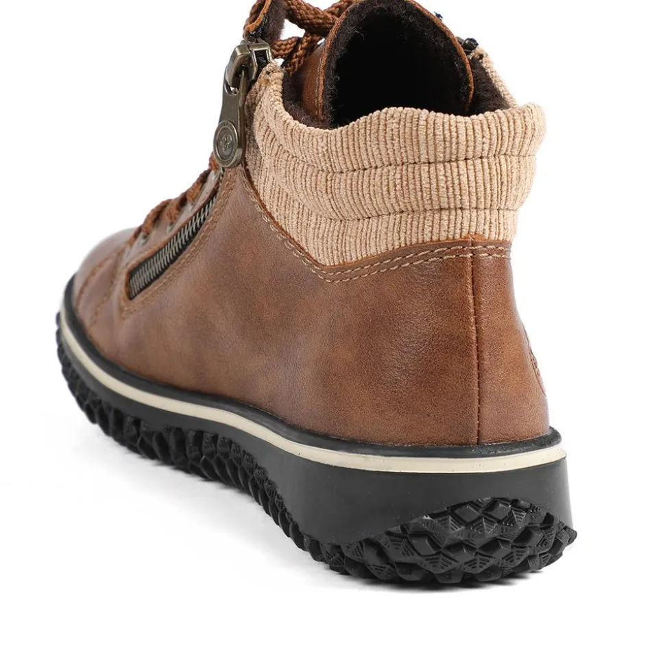 Rieker Zip & Lace Hi Top Trainers - Tan