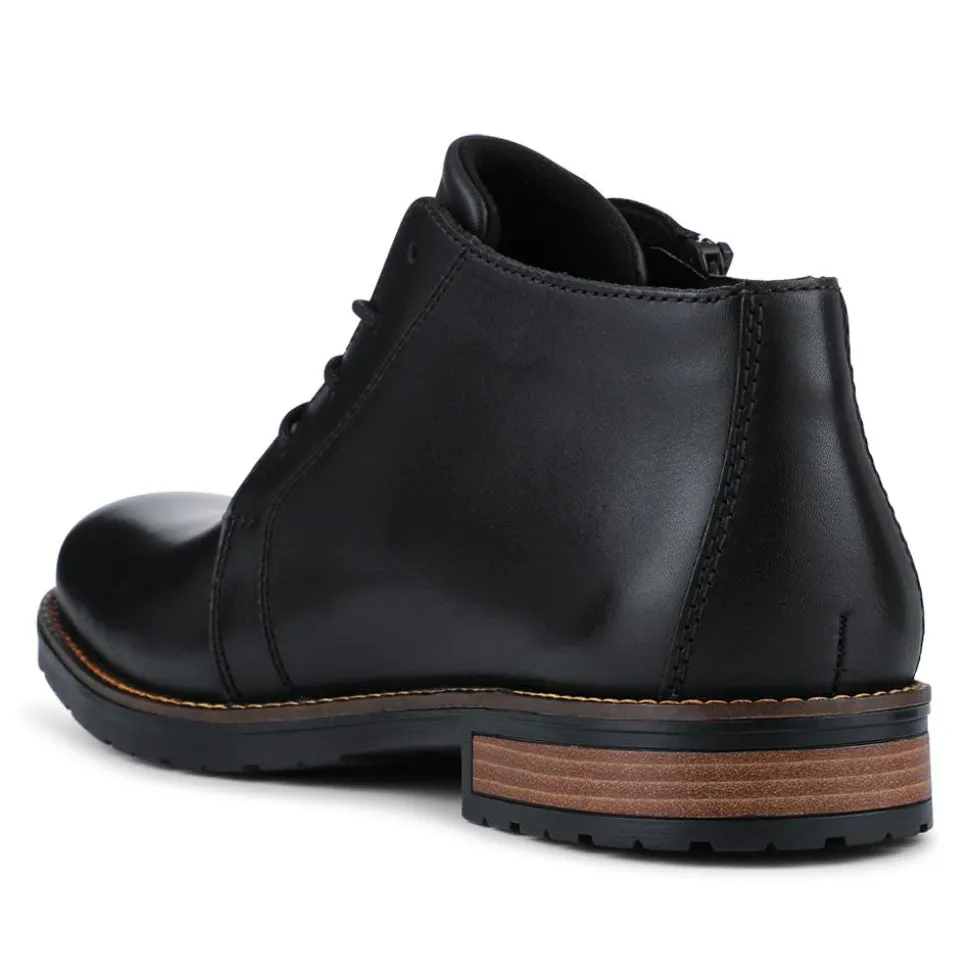 Rieker Zip & Lace Leather Shoes - Black