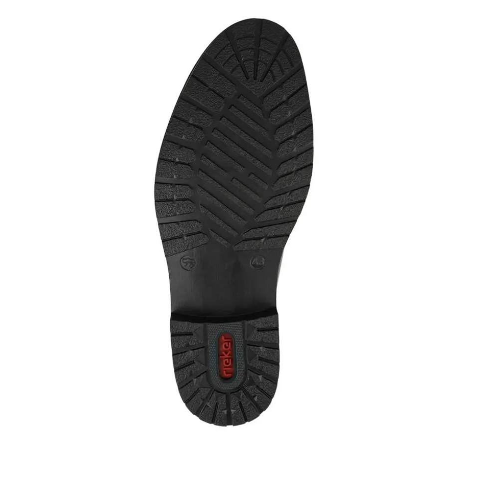 Rieker Zip & Lace Leather Shoes - Black