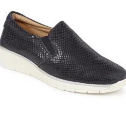 Ripple Slip-on Wedge Shoes - Navy Metallic