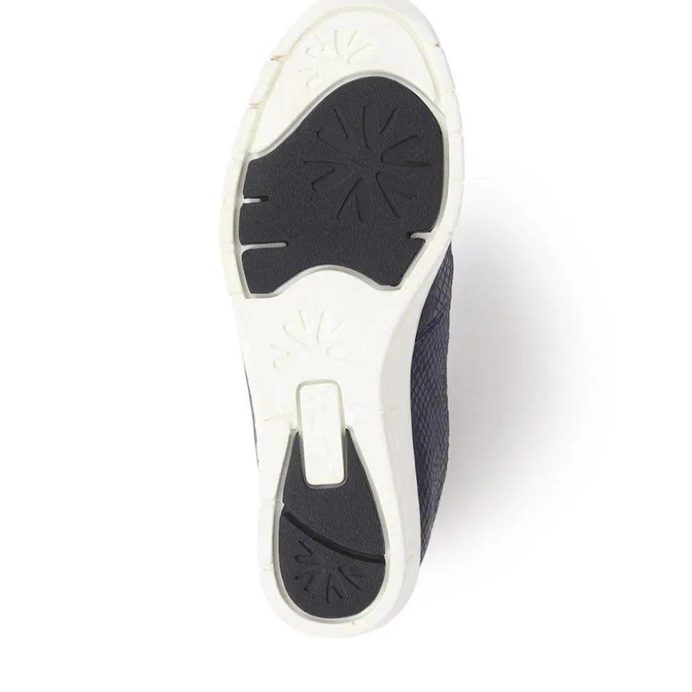 Ripple Slip-on Wedge Shoes - Navy Metallic