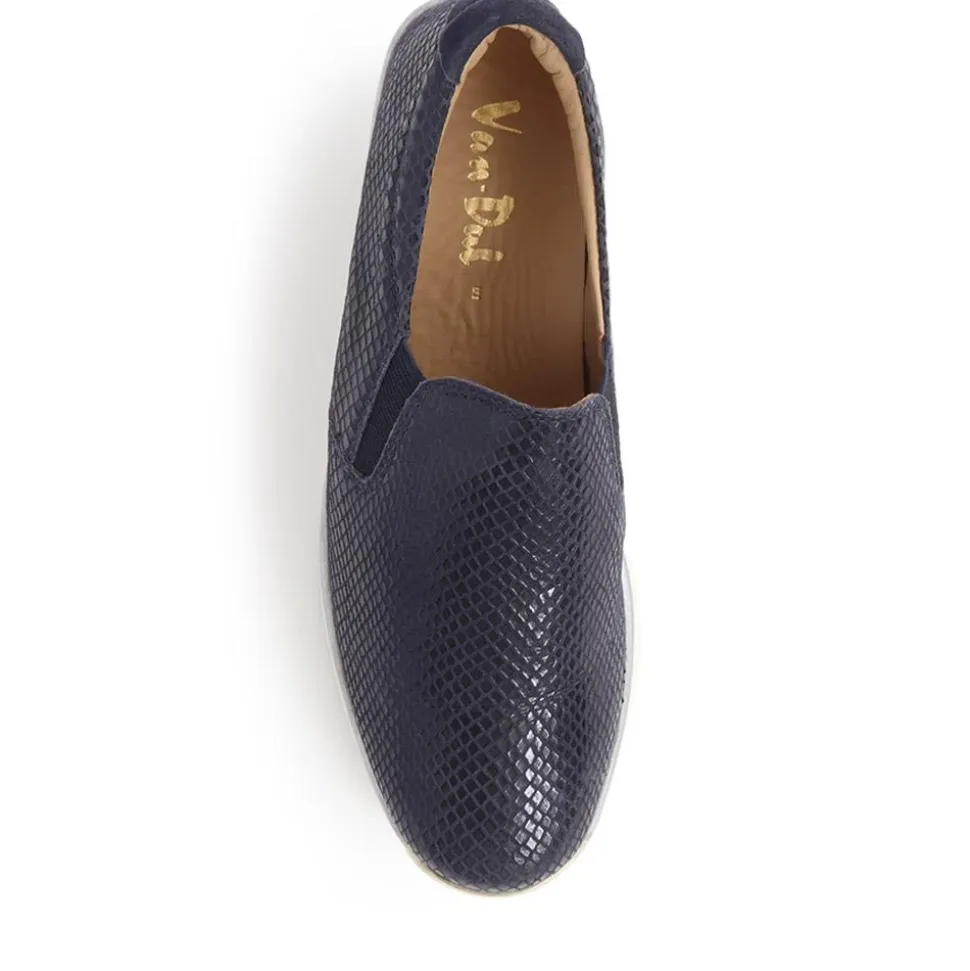 Ripple Slip-on Wedge Shoes - Navy Metallic