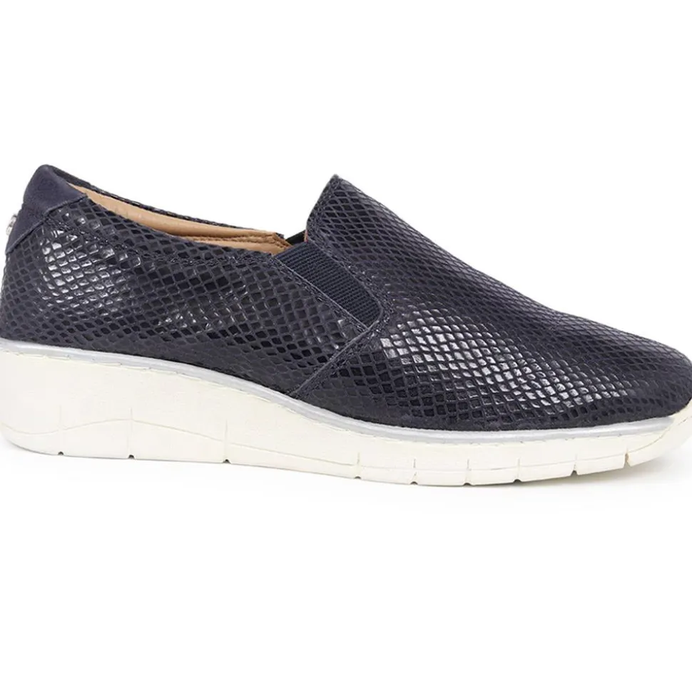 Ripple Slip-on Wedge Shoes - Navy Metallic