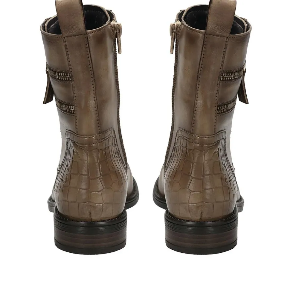 Ronja Leather Lace-Up Ankle Boots - Beige