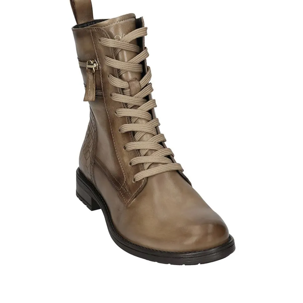 Ronja Leather Lace-Up Ankle Boots - Beige