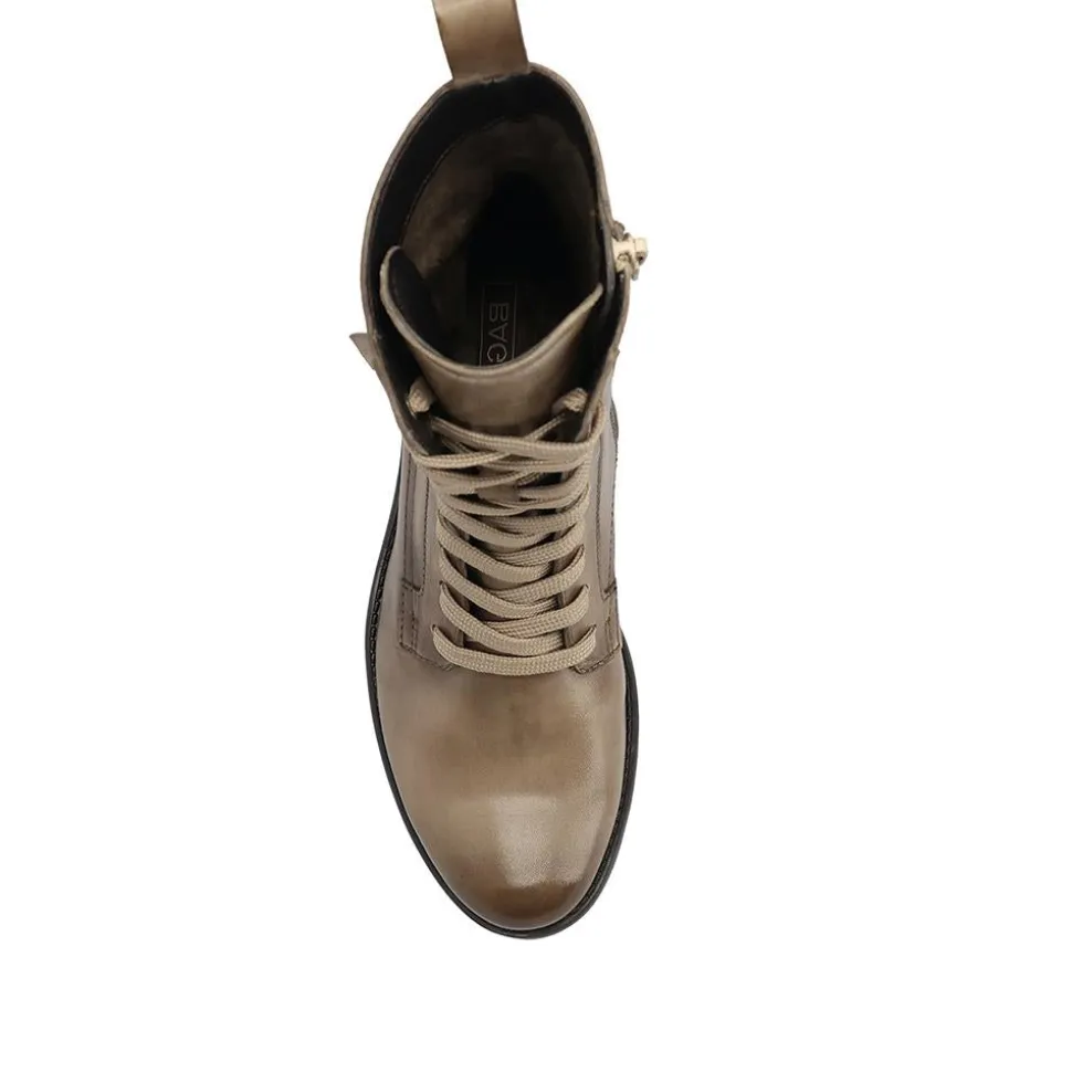 Ronja Leather Lace-Up Ankle Boots - Beige