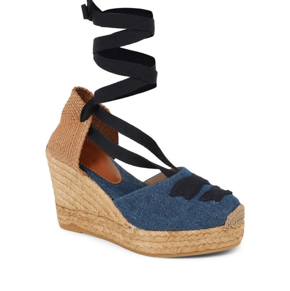 Rosabelle Lace Detail Espadrilles - Denim