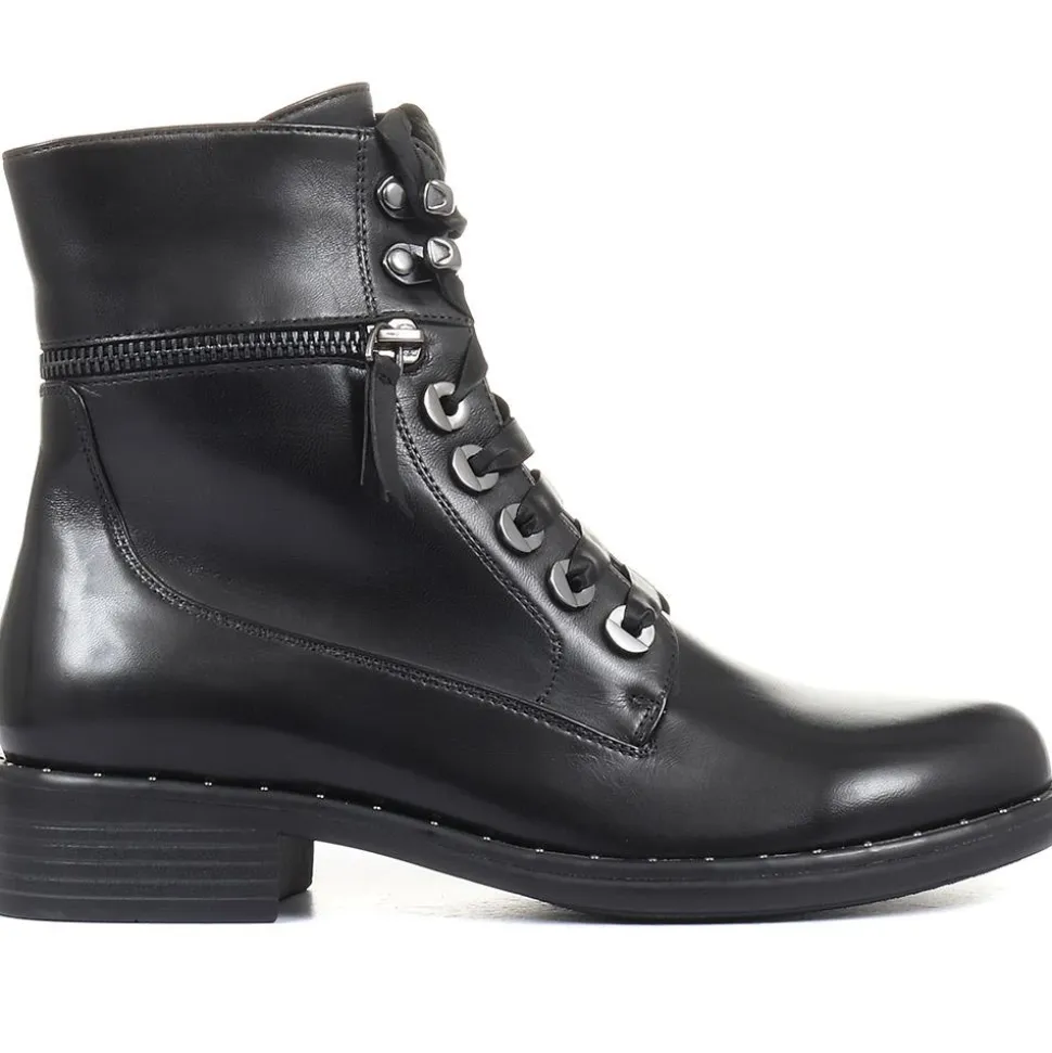 Roxana 04 Leather Hiker Boots - Black