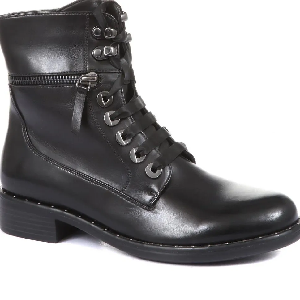Roxana 04 Leather Hiker Boots - Black