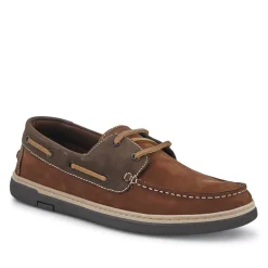 Rubber Soled Leather Boat Shoes - Brown