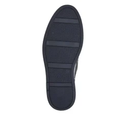 Rubber Soled Leather Boat Shoes - Navy