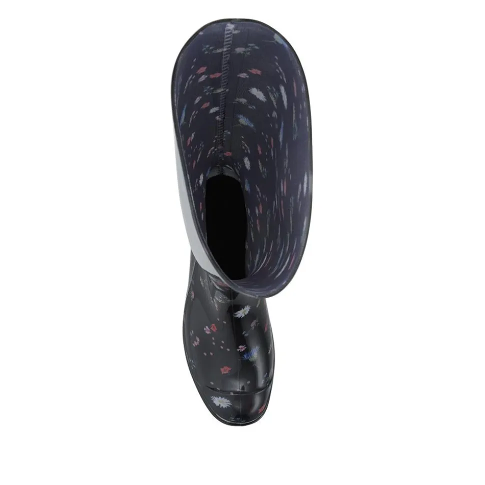 Rubber Waterproof Wellies - Black Floral