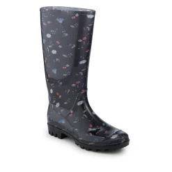 Rubber Waterproof Wellies - Black Floral