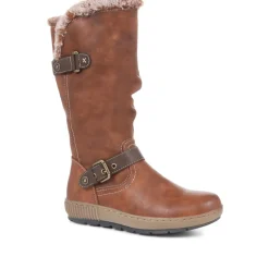 Ruched Calf Boot - Brown