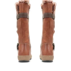 Ruched Calf Boot - Brown