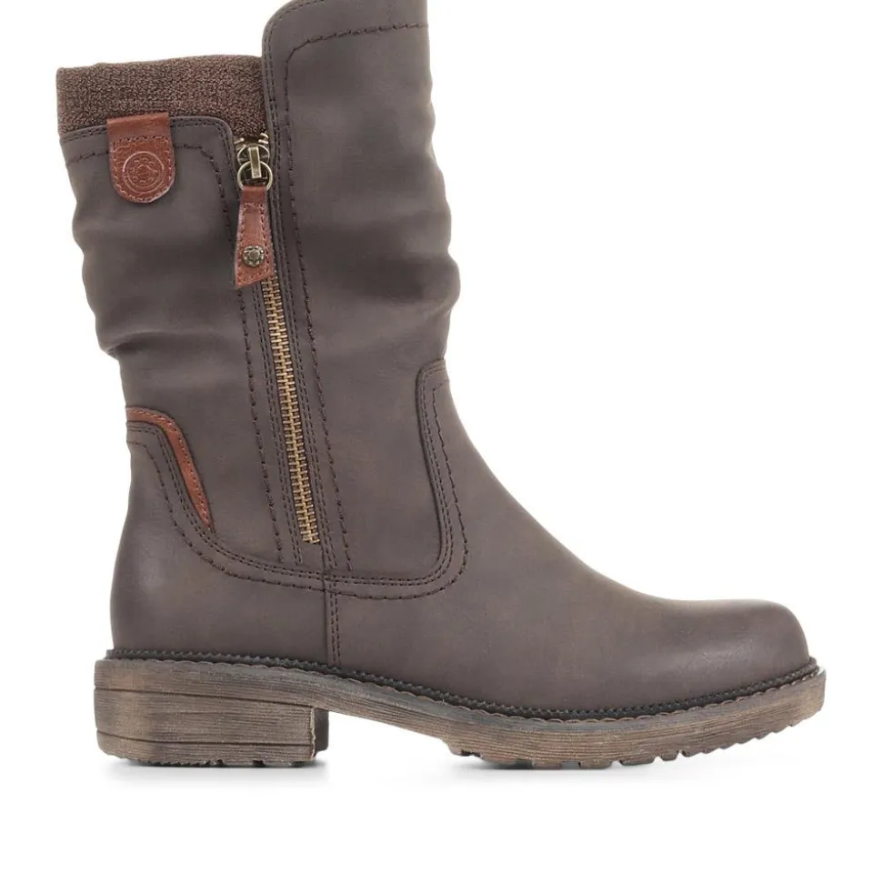 Ruched Calf Boots - Brown