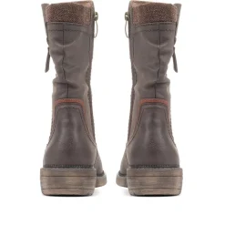 Ruched Calf Boots - Brown