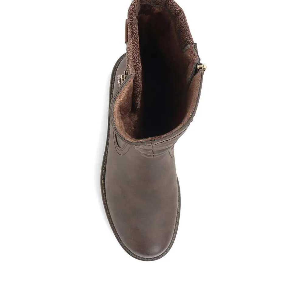 Ruched Calf Boots - Brown