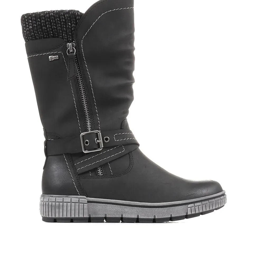 Ruched Wedge Boots - Black