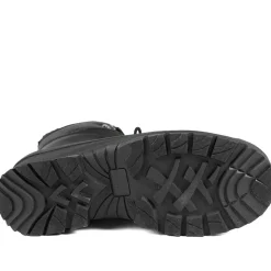 Rugged Warm Lined Lace Up Weather Boots - Black