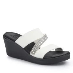 Rumble On Wedge-Heeled Mules - White