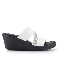 Rumble On Wedge-Heeled Mules - White